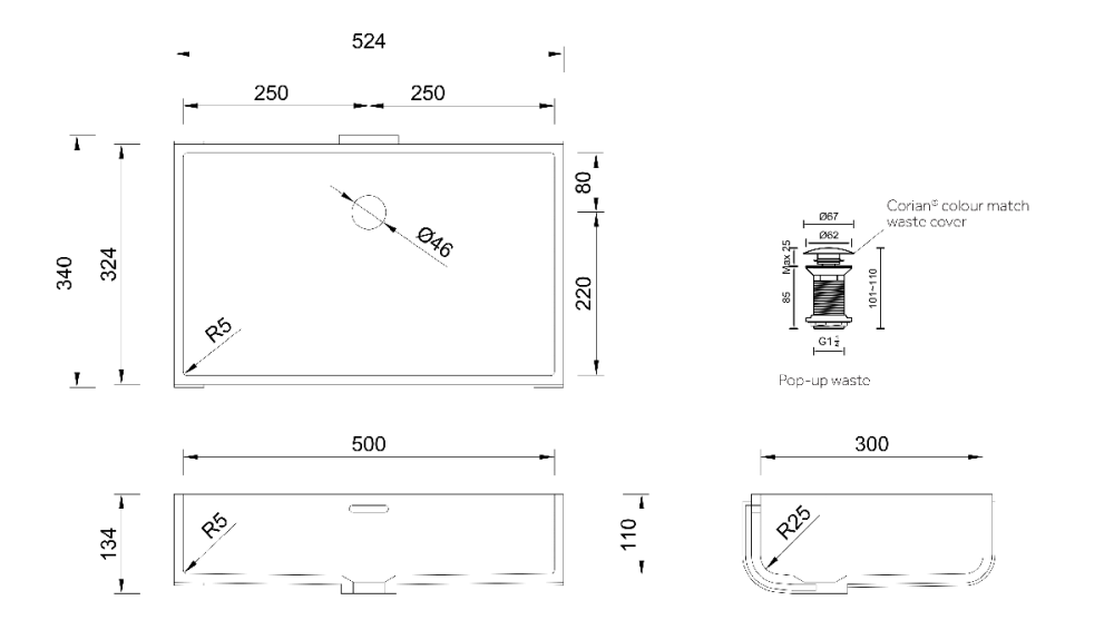 PRIMO Rectangle 50 Basin