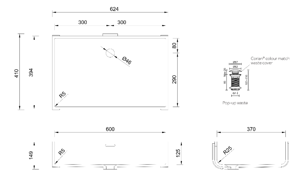 PRIMO Rectangle 60 Basin