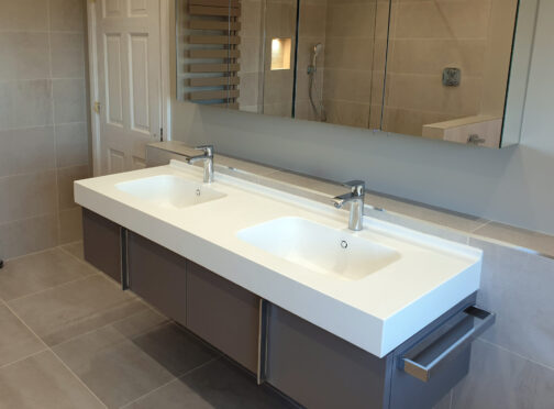 Corian® DOUBLE VANITY TOP WITH DEEP FASCIA
