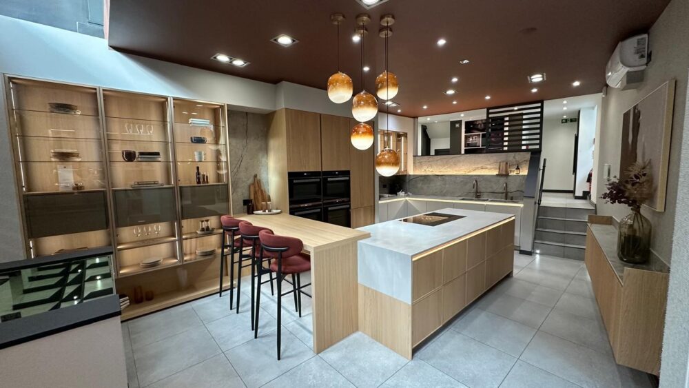 Hacker Kitchens Neutral Concrete Island